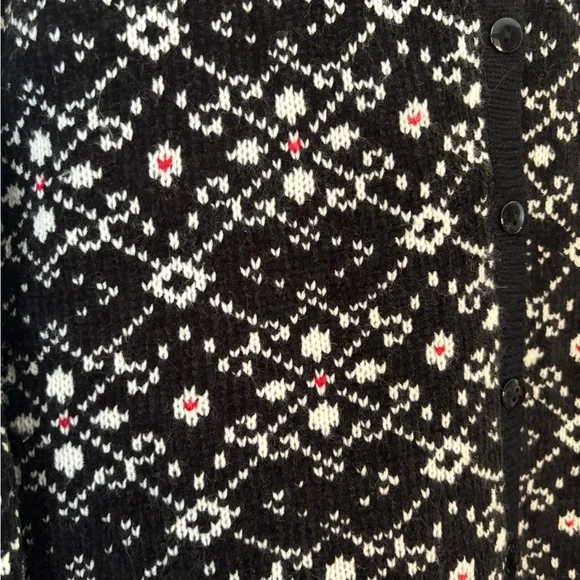 Jenny Sweater Cardigan Long Sleeve Size Medium Nordic Embroidered Floral Print - Picture 8 of 9